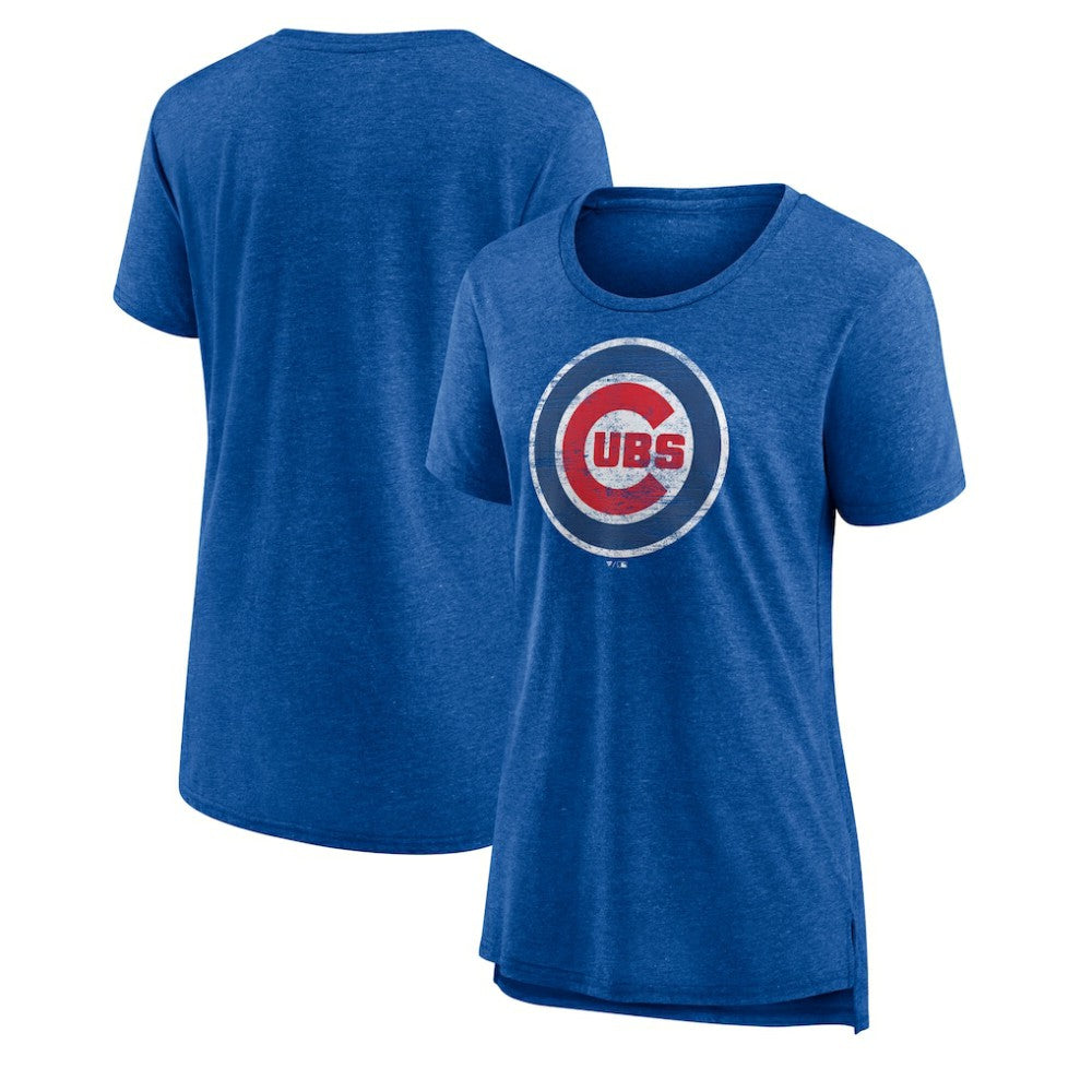 Chicago Cubs Women's Weathered Official Logo Tri-Blend T-Shirt - MLB