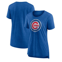 Chicago Cubs Women's Weathered Official Logo Tri-Blend T-Shirt - MLB