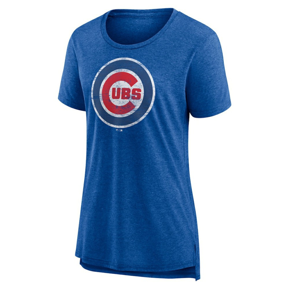 Chicago Cubs Women's Weathered Official Logo Tri-Blend T-Shirt - MLB