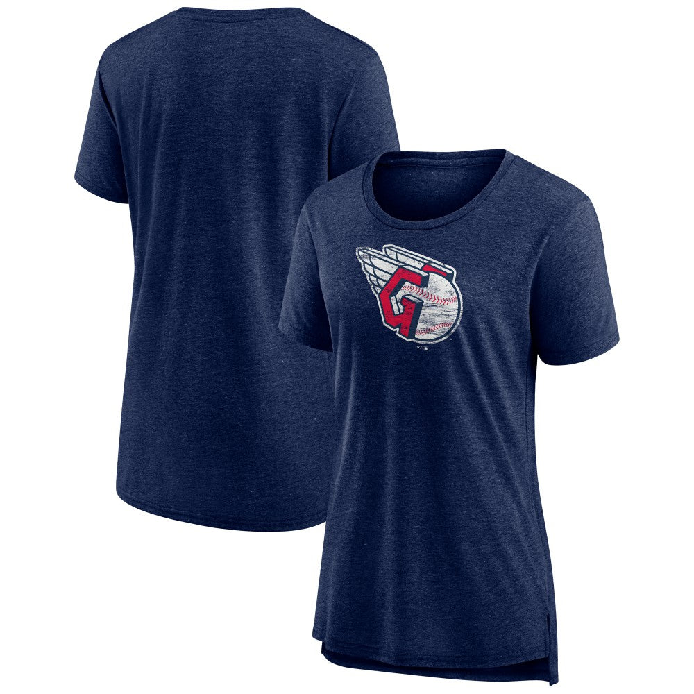 Cleveland Guardians Women's Weathered Official Logo Tri-Blend T-Shirt - MLB