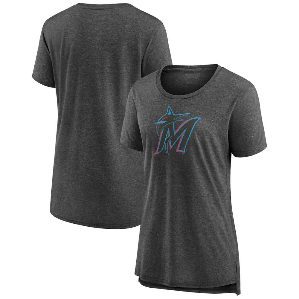 Miami Marlins Women's Weathered Official Logo Tri-Blend T-Shirt - MLB