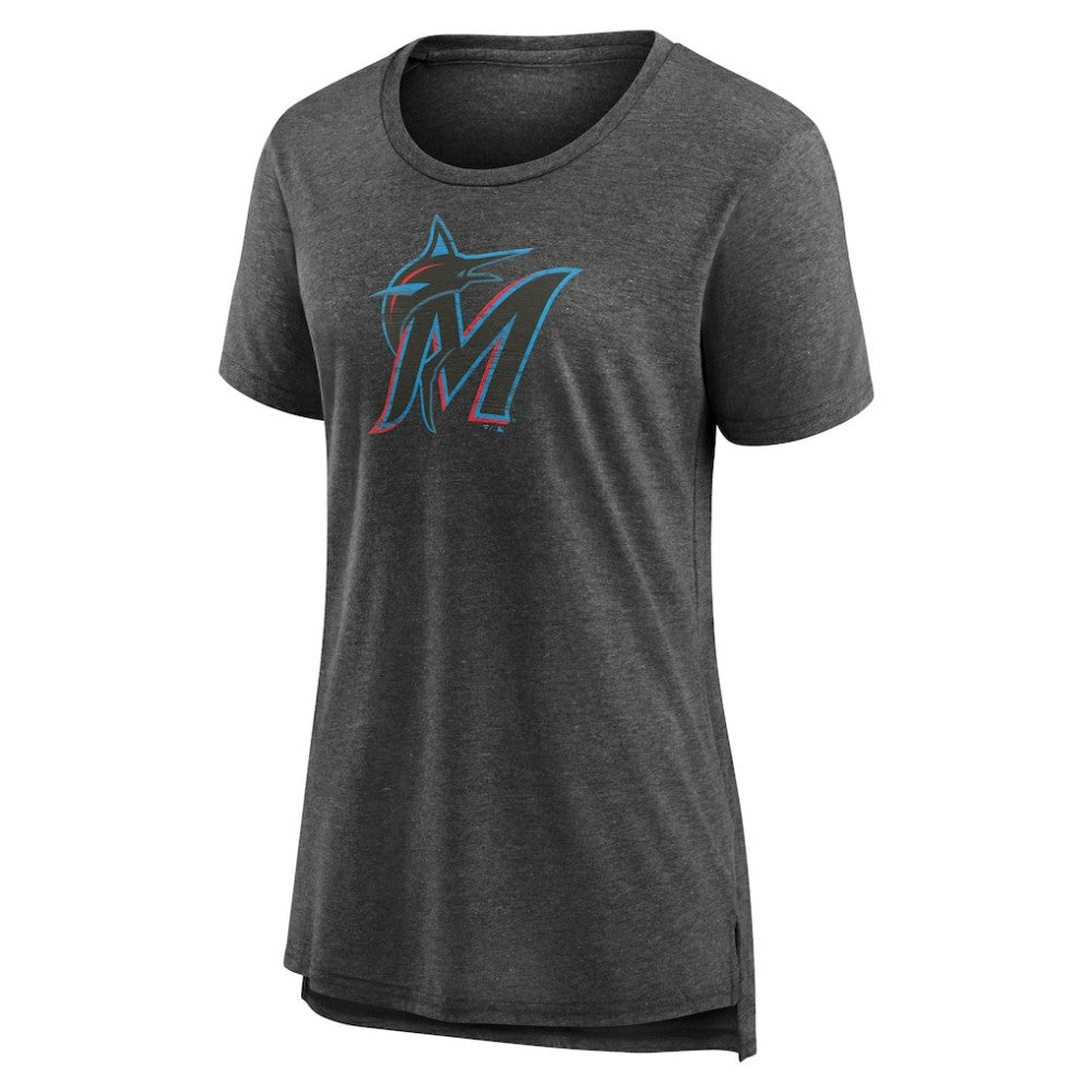 Miami Marlins Women's Weathered Official Logo Tri-Blend T-Shirt - MLB