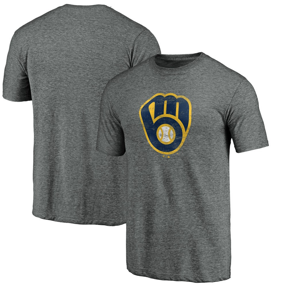 Milwaukee Brewers Weathered Official Logo Tri-Blend T-Shirt - MLB
