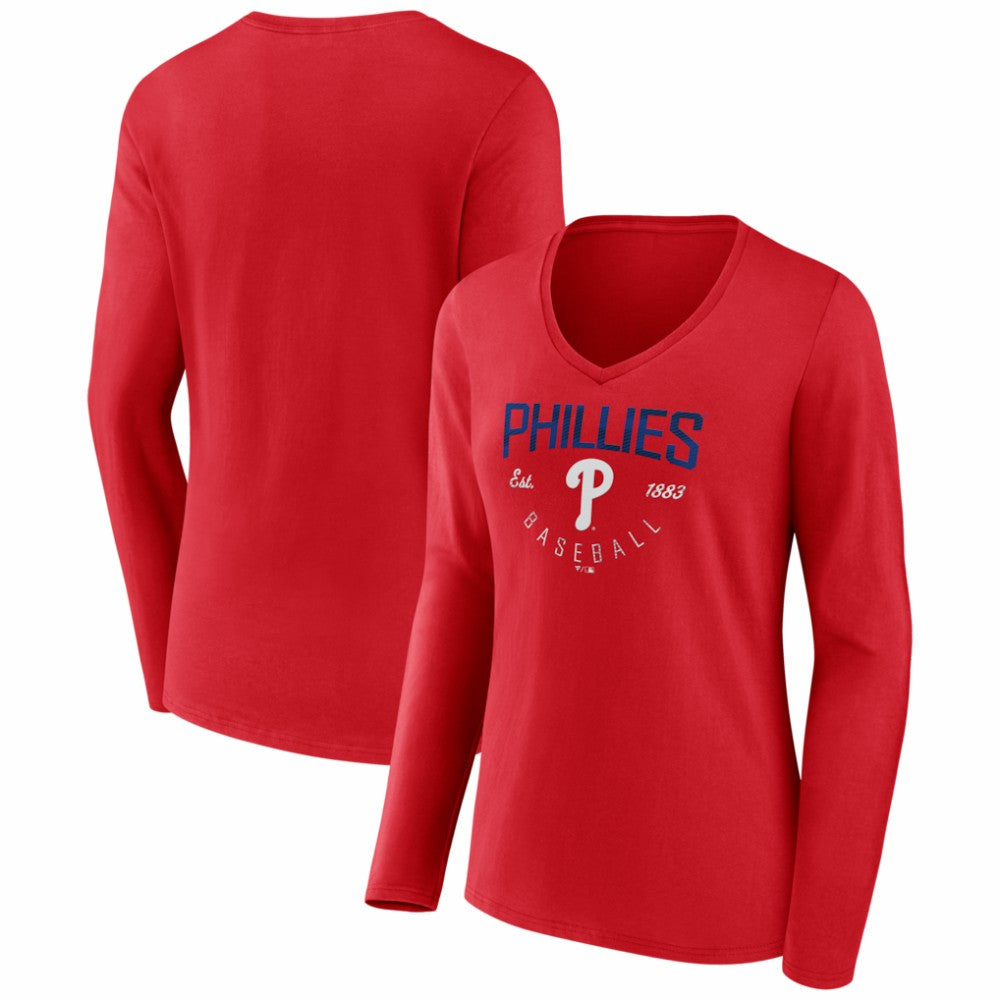 Philadelphia Phillies Women's Live For It Long Sleeve V-Neck T-Shirt - MLB
