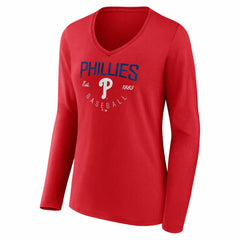 Philadelphia Phillies Women's Live For It Long Sleeve V-Neck T-Shirt - MLB