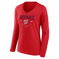 Washington Nationals Women's Live For It Long Sleeve V-Neck T-Shirt - MLB