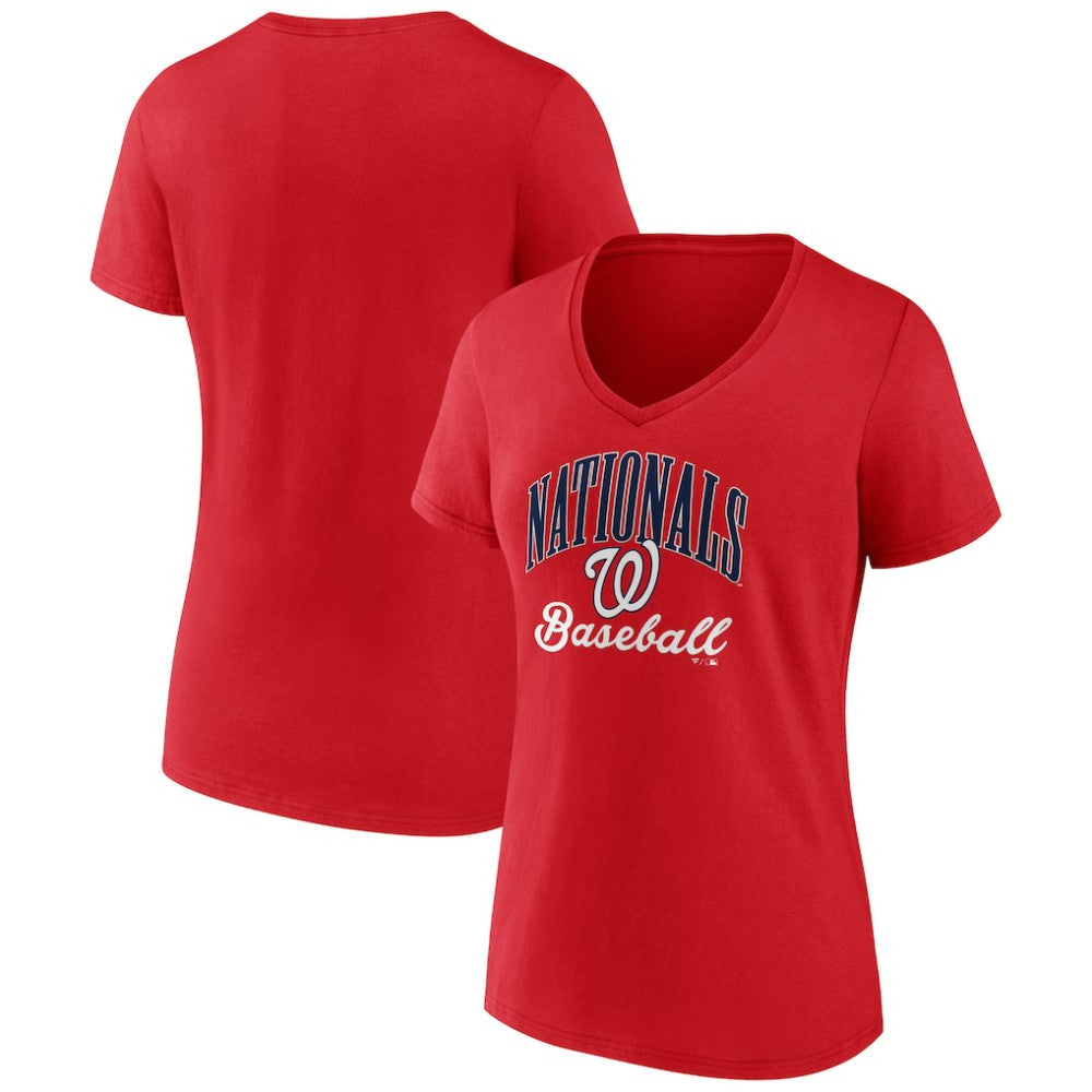 Washington Nationals Women's Victory Script V-Neck T-Shirt - MLB