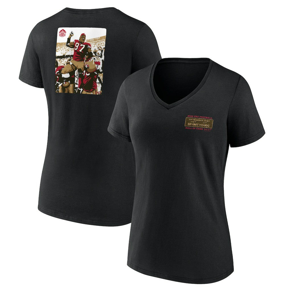Bryant Young San Francisco 49ers Women's Hall of Fame V-Neck T-Shirt Black | NFL