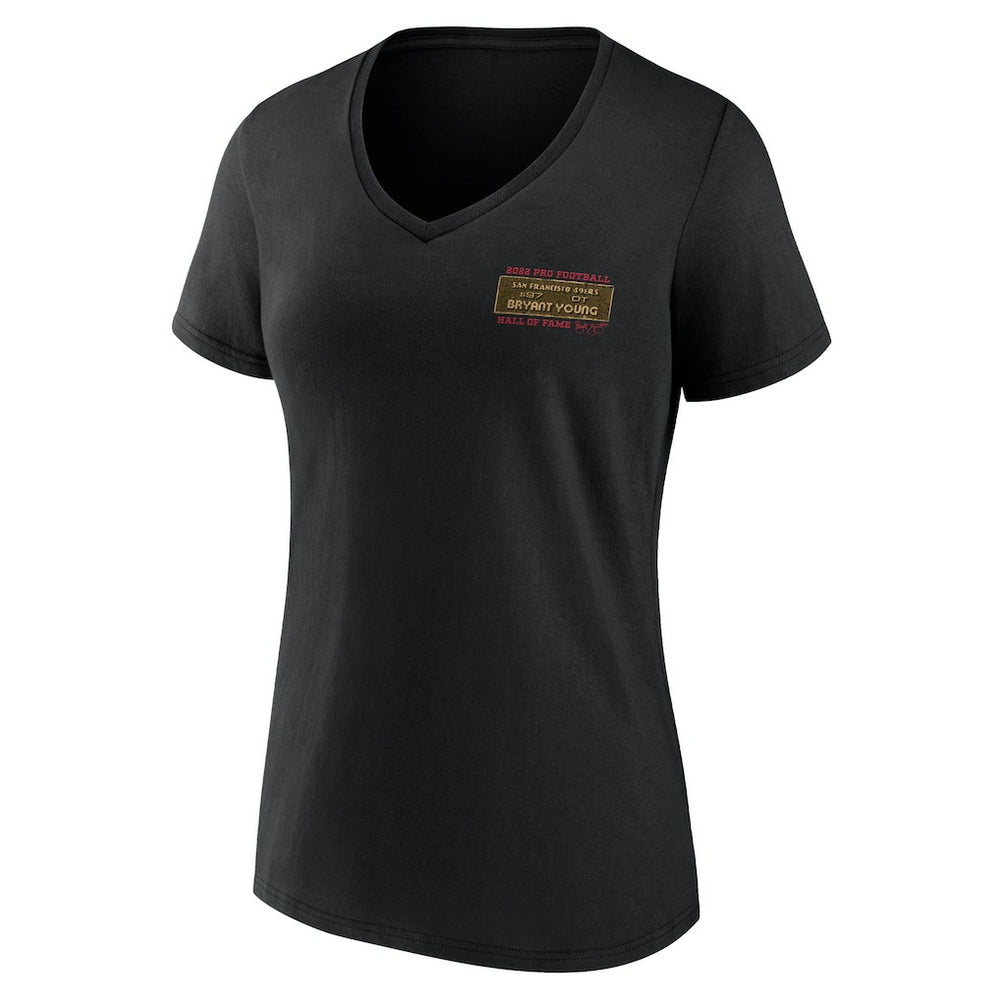 Bryant Young San Francisco 49ers Women's Hall of Fame V-Neck T-Shirt Black | NFL