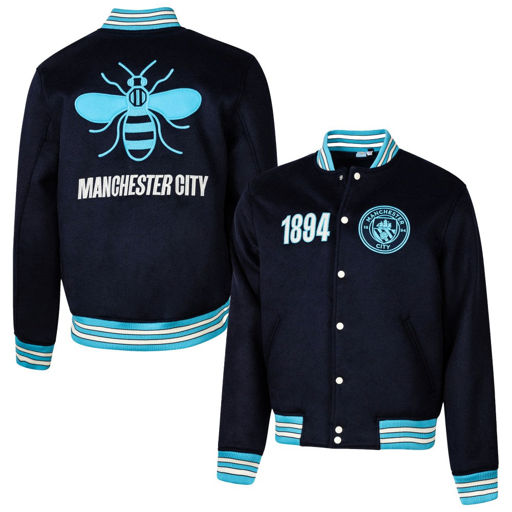 Manchester City Sport Design Sweden Free Kick Wool Varsity Jacket Navy - FIFA World CUP