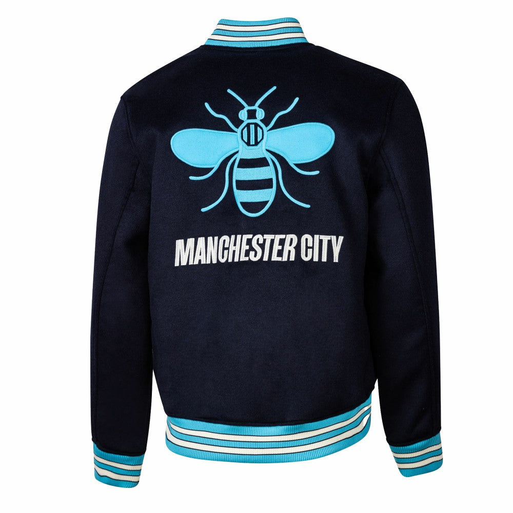 Manchester City Sport Design Sweden Free Kick Wool Varsity Jacket Navy - FIFA World CUP