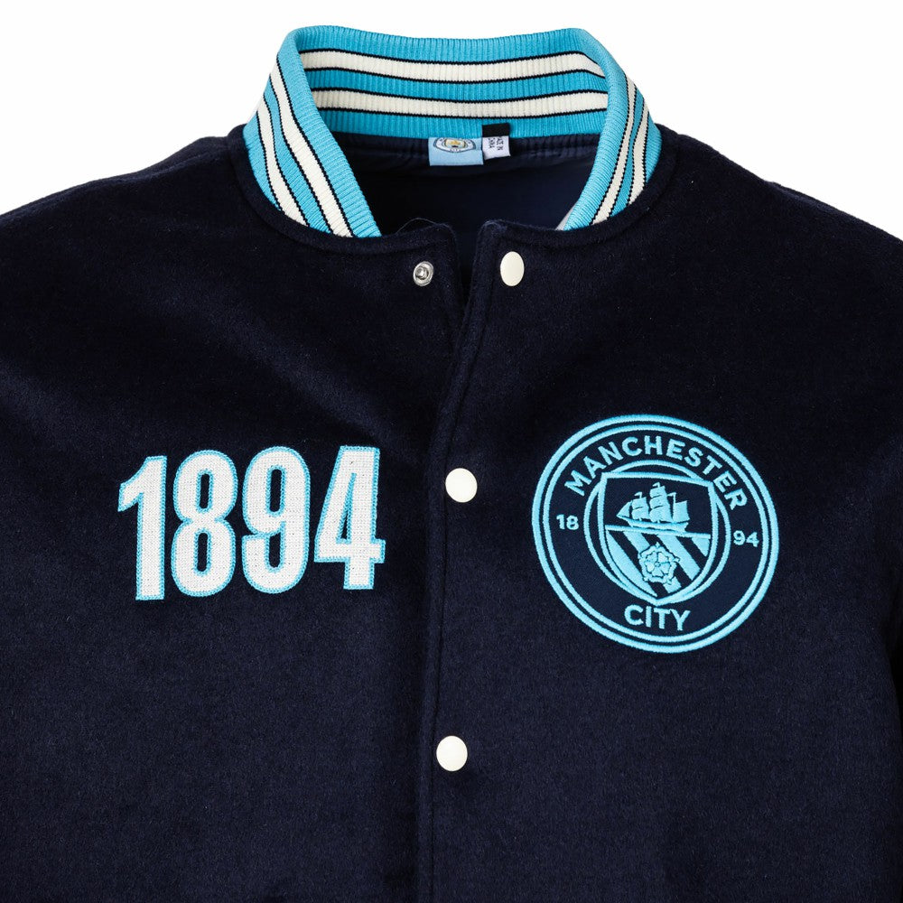 Manchester City Sport Design Sweden Free Kick Wool Varsity Jacket Navy - FIFA World CUP