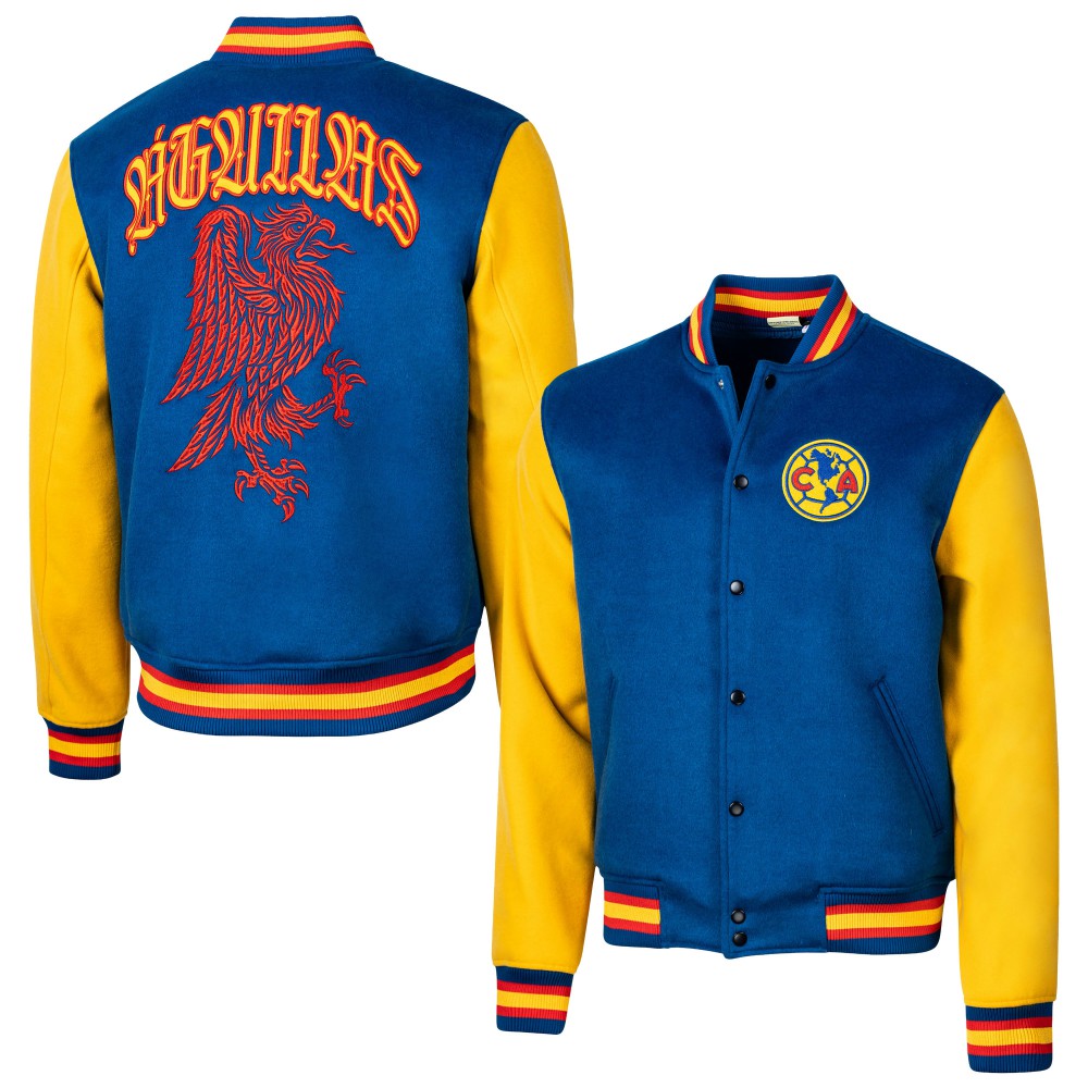 Club America Sport Design Sweden Free Kick Wool Varsity Jacket Royal - FIFA World CUP