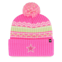 Dallas Cowboys '47 Girls Youth Polar Vortex Cuffed Knit Hat with Pom Pink | 47 brand