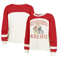 San Francisco 49ers '47 Women's Double Header Curve Toni Long Sleeve T-Shirt Cream | 47 brand