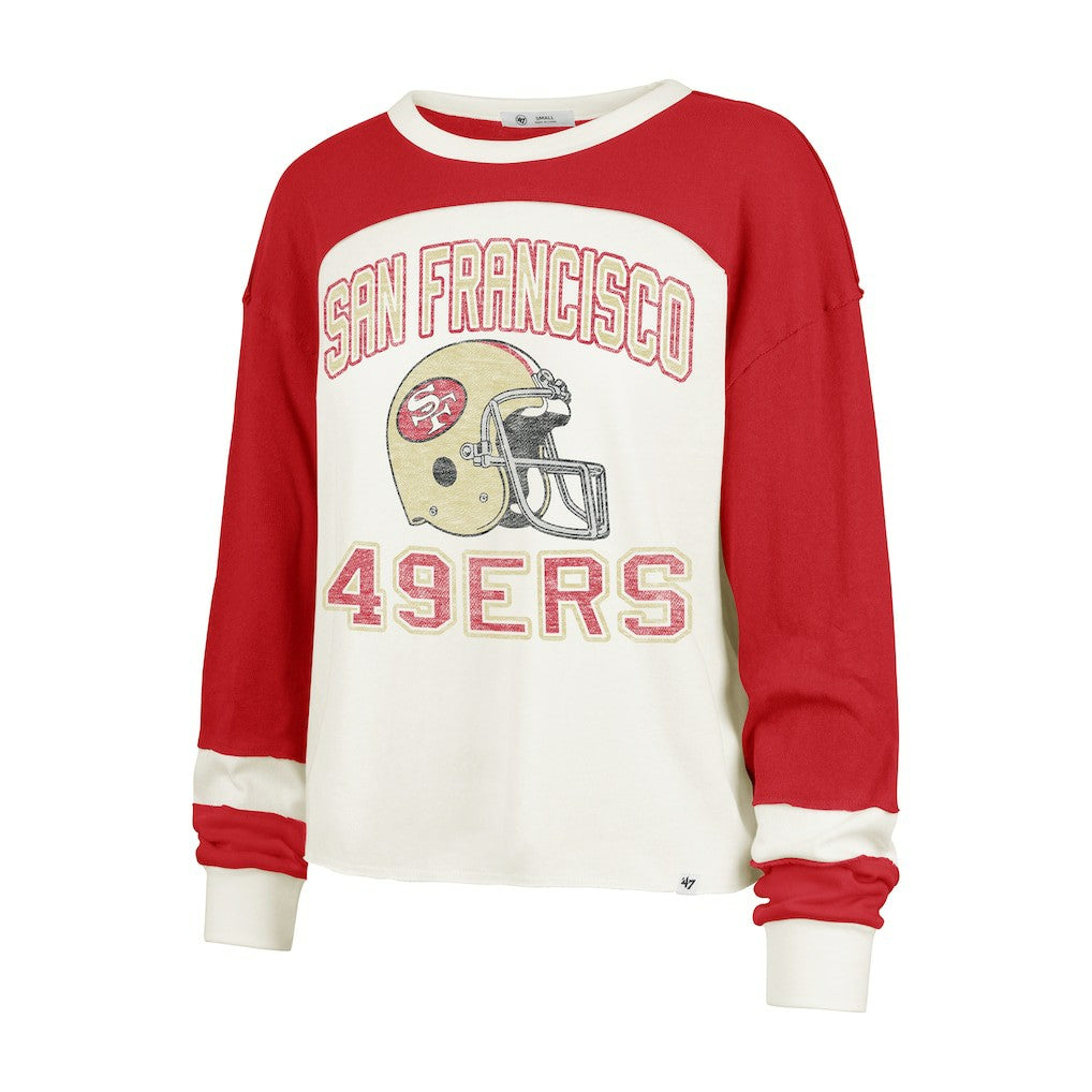 San Francisco 49ers '47 Women's Double Header Curve Toni Long Sleeve T-Shirt Cream | 47 brand
