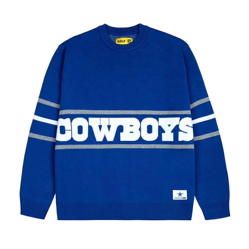 Dallas Cowboys GOLF WANG Jacquard Pullover Sweater Blue | NFL