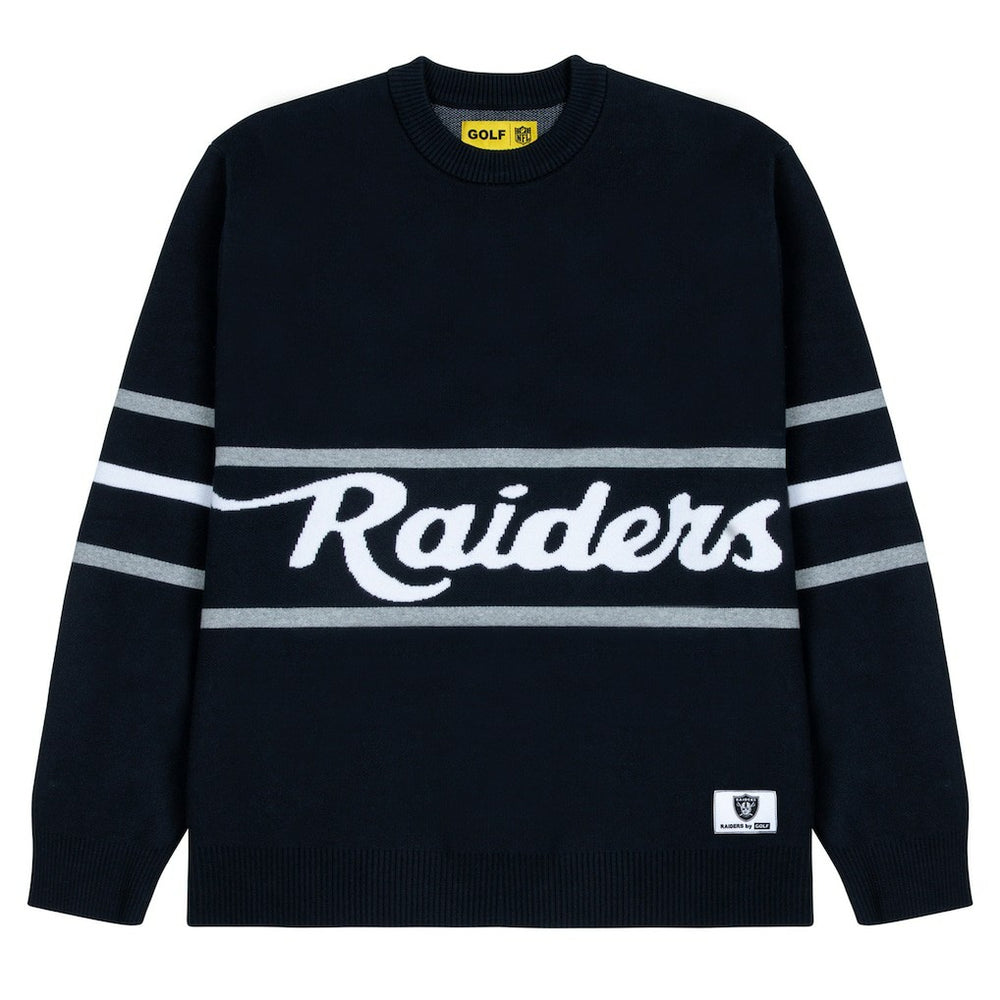 Las Vegas Raiders GOLF WANG Jacquard Pullover Sweater Black | NFL