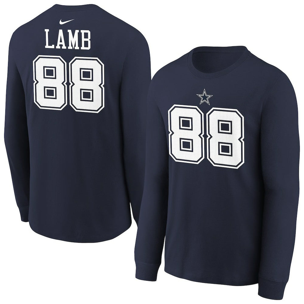 CeeDee Lamb Dallas Cowboys Youth Player Name & Number Long Sleeve T-Shirt Navy | Nike for Sale