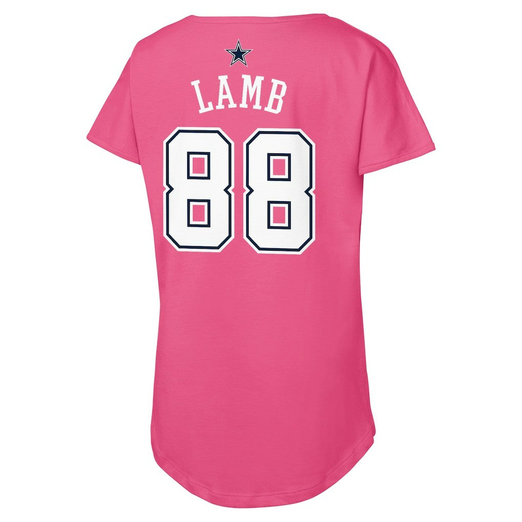 CeeDee Lamb Dallas Cowboys Girls Youth Player Name & Number T-Shirt Pink | NFL