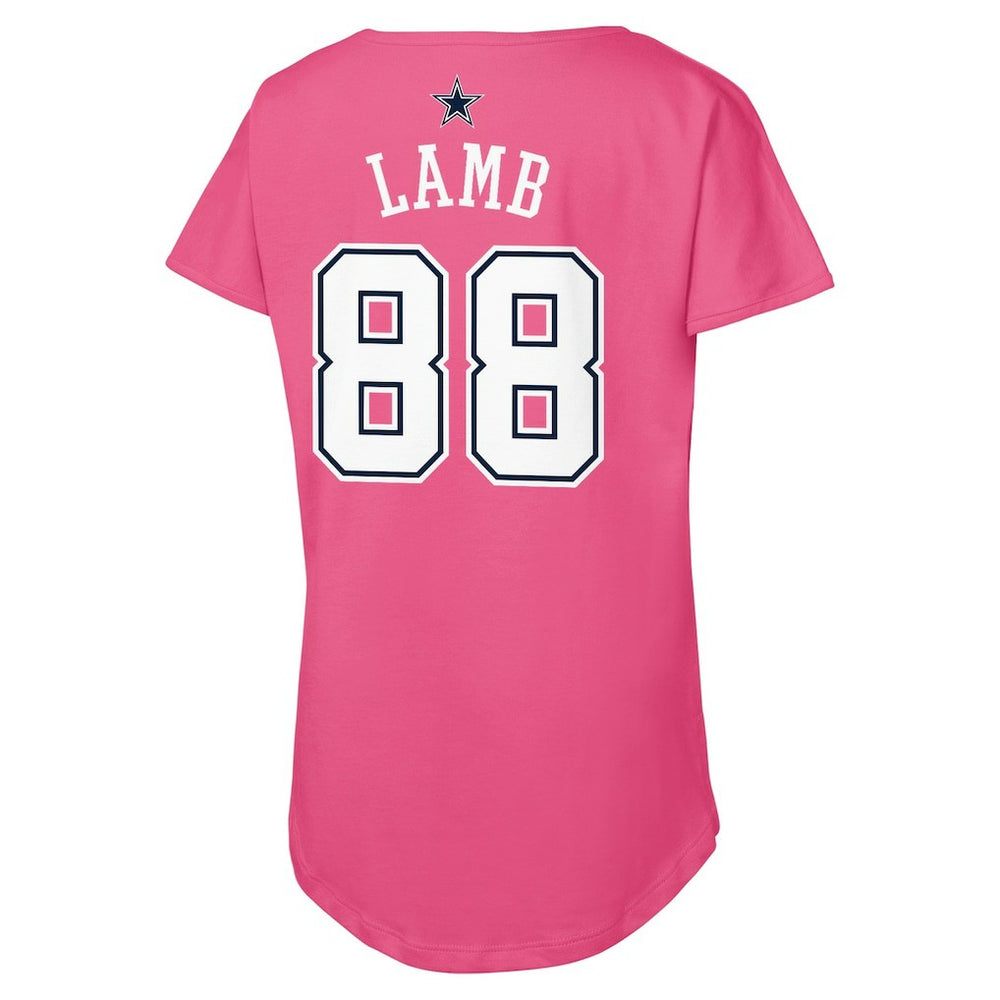 CeeDee Lamb Dallas Cowboys Girls Youth Player Name & Number T-Shirt Pink | NFL