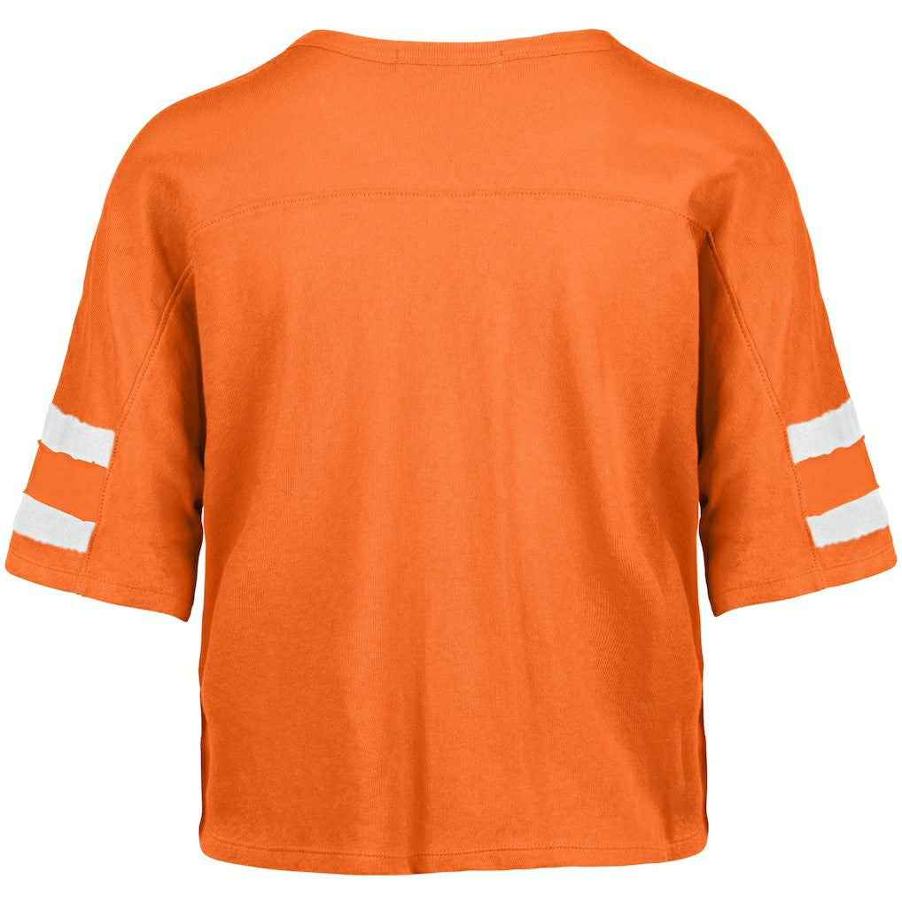 Cleveland Browns '47 Women's Premier Scout Cropped V-Neck T-Shirt Orange | 47 brand
