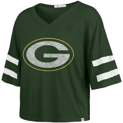 Green Bay Packers '47 Women's Premier Scout Cropped V-Neck T-Shirt Green | 47 brand