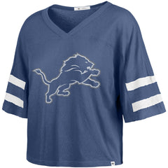 Detroit Lions '47 Women's Premier Scout Cropped V-Neck T-Shirt Blue | 47 brand