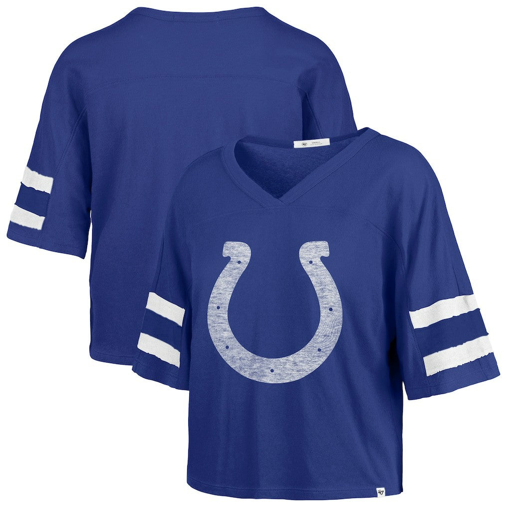Indianapolis Colts '47 Women's Premier Scout Cropped V-Neck T-Shirt Royal | 47 brand
