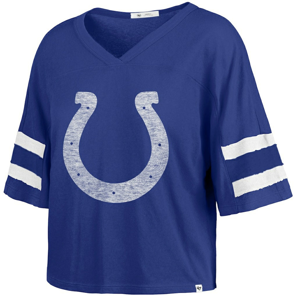 Indianapolis Colts '47 Women's Premier Scout Cropped V-Neck T-Shirt Royal | 47 brand