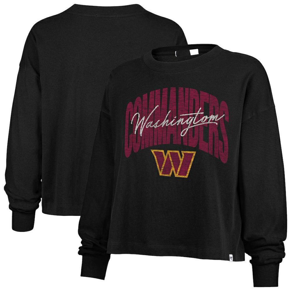 Washington Commanders '47 Women's Muse Sydney Long Sleeve Cropped T-Shirt Black | 47 brand