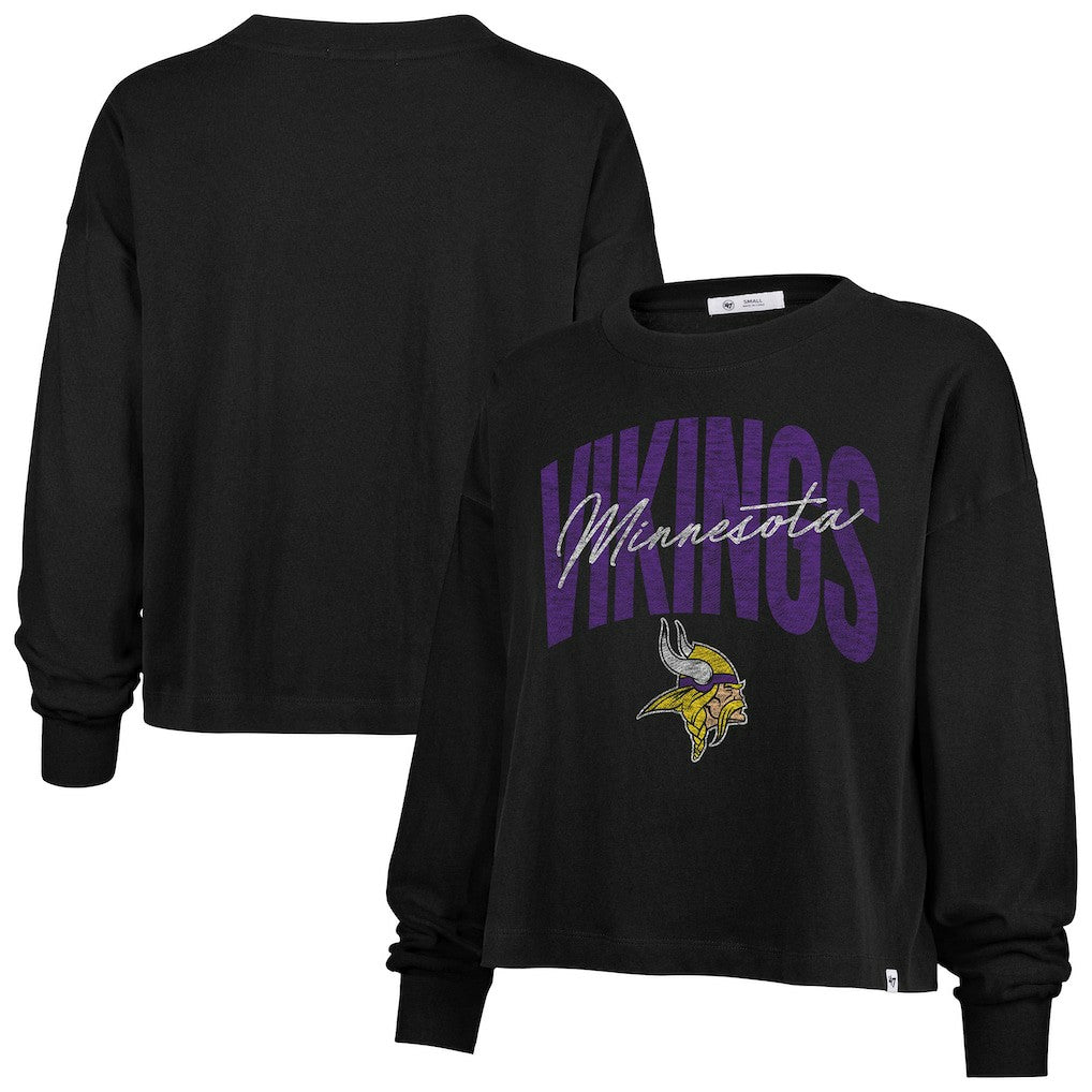 Minnesota Vikings '47 Women's Muse Sydney Long Sleeve Cropped T-Shirt Black | 47 brand
