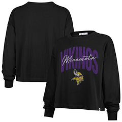 Minnesota Vikings '47 Women's Muse Sydney Long Sleeve Cropped T-Shirt Black | 47 brand