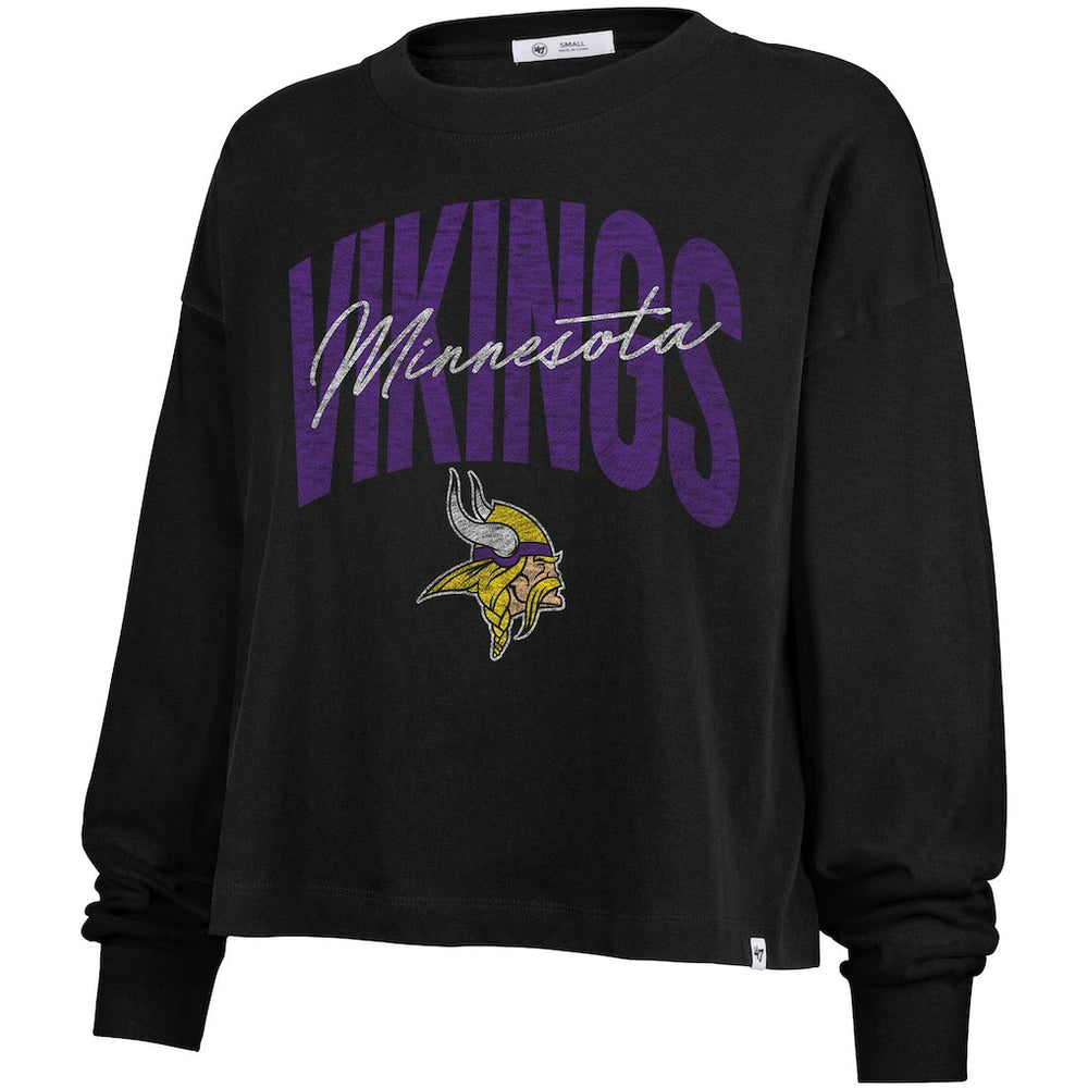 Minnesota Vikings '47 Women's Muse Sydney Long Sleeve Cropped T-Shirt Black | 47 brand