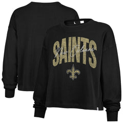 New Orleans Saints '47 Women's Muse Sydney Long Sleeve Cropped T-Shirt Black | 47 brand