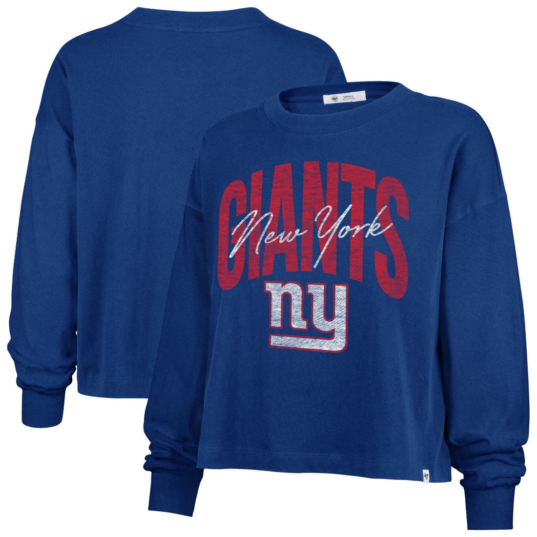 New York Giants '47 Women's Muse Sydney Long Sleeve Cropped T-Shirt Royal | 47 brand