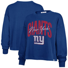 New York Giants '47 Women's Muse Sydney Long Sleeve Cropped T-Shirt Royal | 47 brand