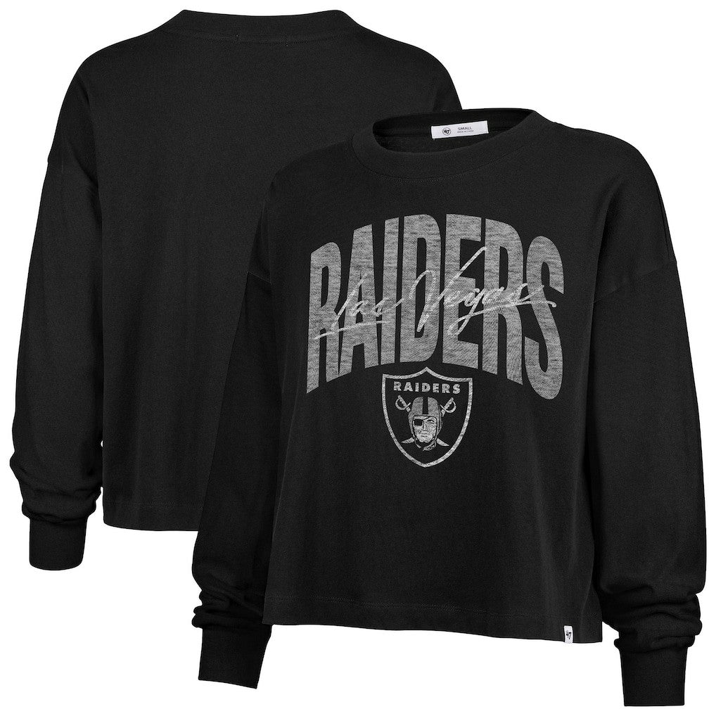 Las Vegas Raiders '47 Women's Muse Sydney Long Sleeve Cropped T-Shirt Black | 47 brand