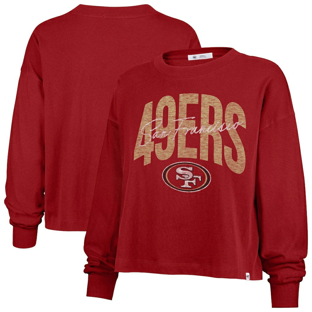 San Francisco 49ers '47 Women's Muse Sydney Long Sleeve Cropped T-Shirt Scarlet | 47 brand