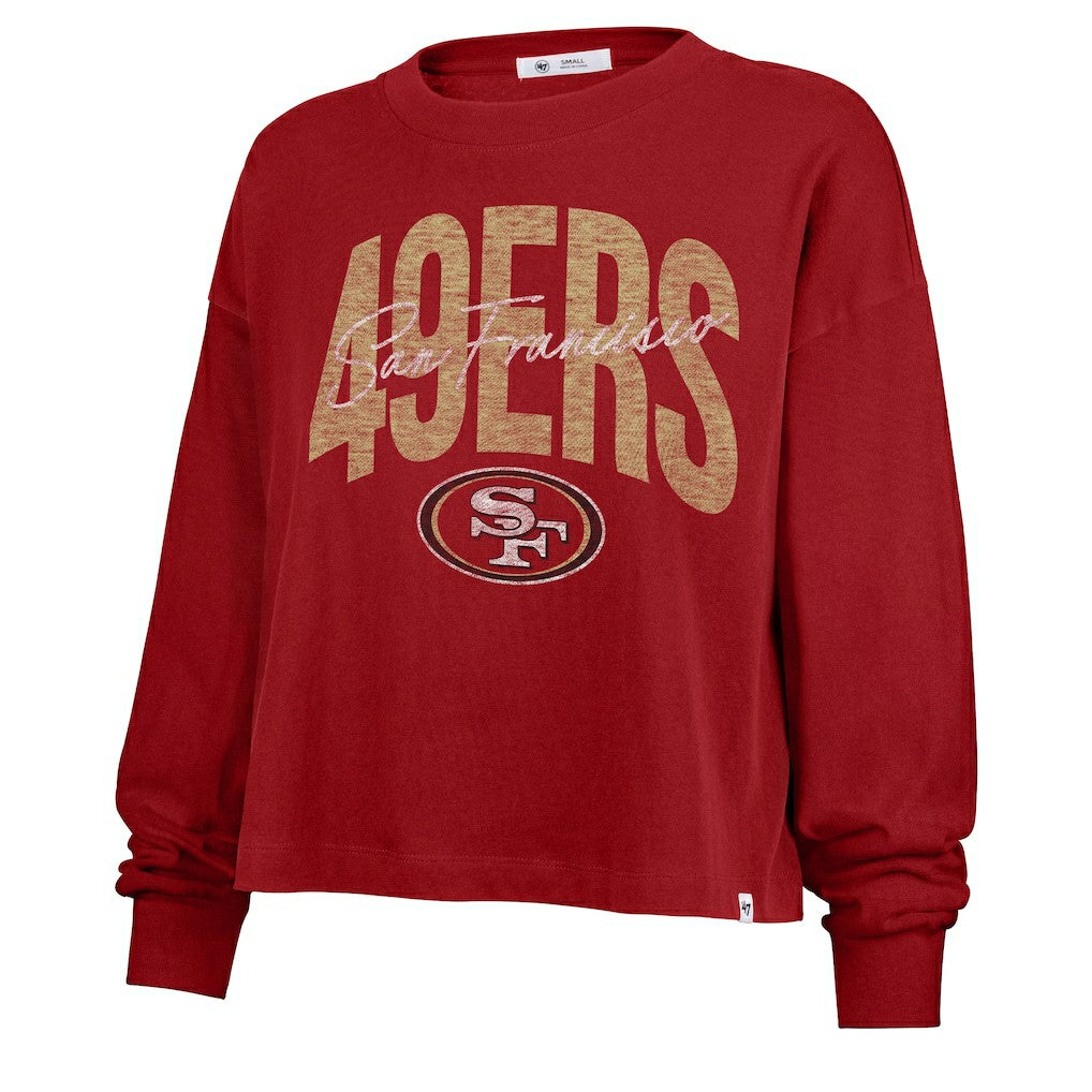 San Francisco 49ers '47 Women's Muse Sydney Long Sleeve Cropped T-Shirt Scarlet | 47 brand
