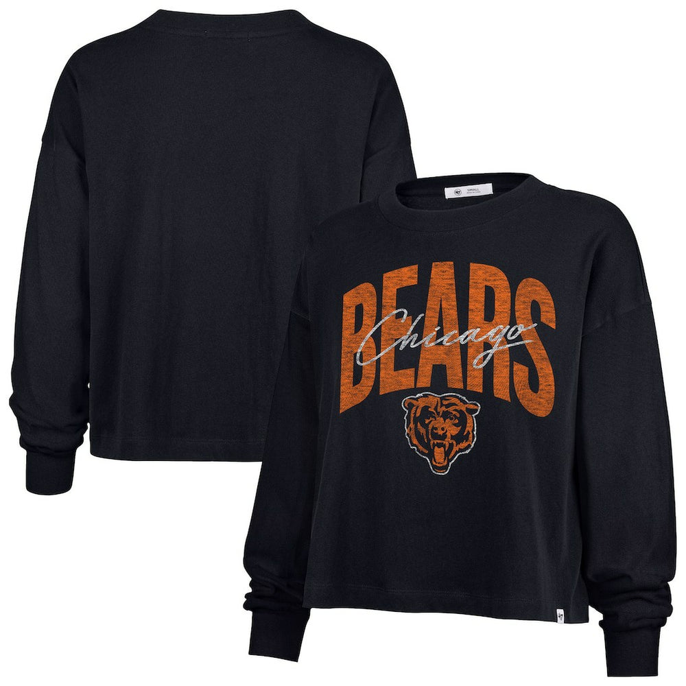 Chicago Bears '47 Women's Muse Sydney Long Sleeve Cropped T-Shirt Navy | 47 brand