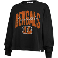 Cincinnati Bengals '47 Women's Muse Sydney Long Sleeve Cropped T-Shirt Black | 47 brand