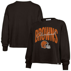 Cleveland Browns '47 Women's Muse Sydney Long Sleeve Cropped T-Shirt Brown | 47 brand