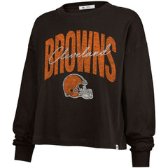 Cleveland Browns '47 Women's Muse Sydney Long Sleeve Cropped T-Shirt Brown | 47 brand