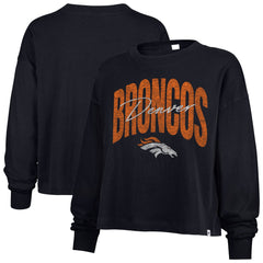 Denver Broncos '47 Women's Muse Sydney Long Sleeve Cropped T-Shirt Navy | 47 brand