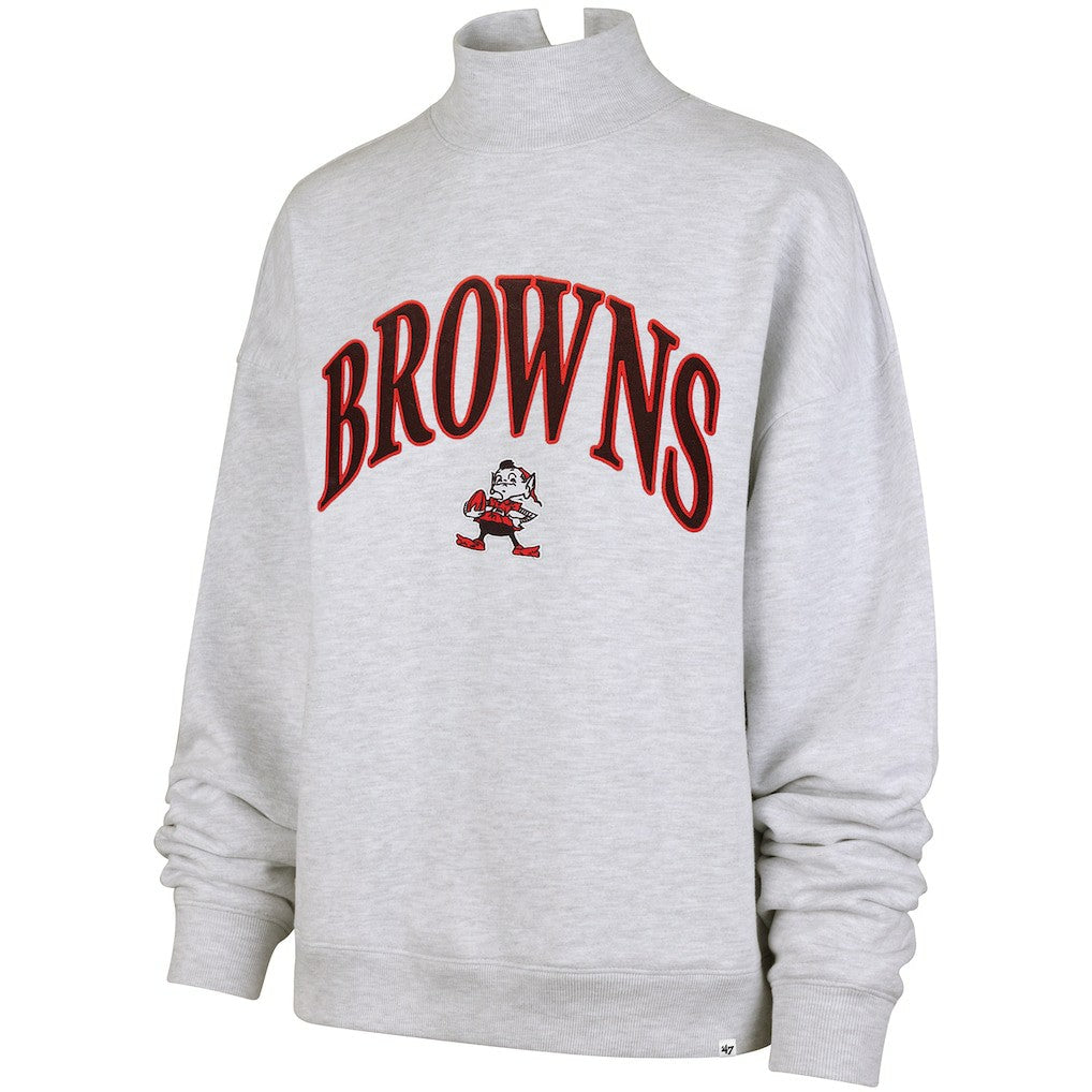 Cleveland Browns '47 Women's Vantage Mock Neck Pullover Sweatshirt Heather Gray | 47 brand