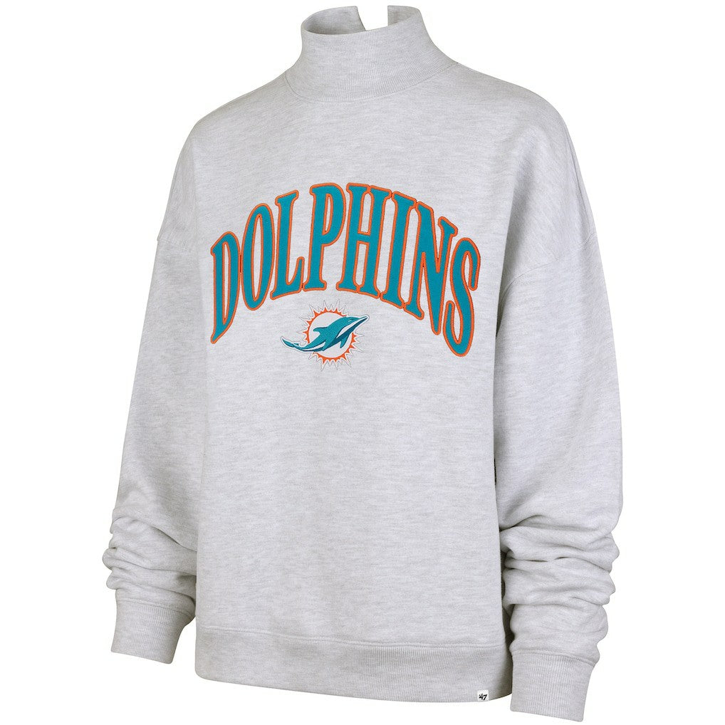 Miami Dolphins '47 Women's Vantage Mock Neck Pullover Sweatshirt Heather Gray | 47 brand