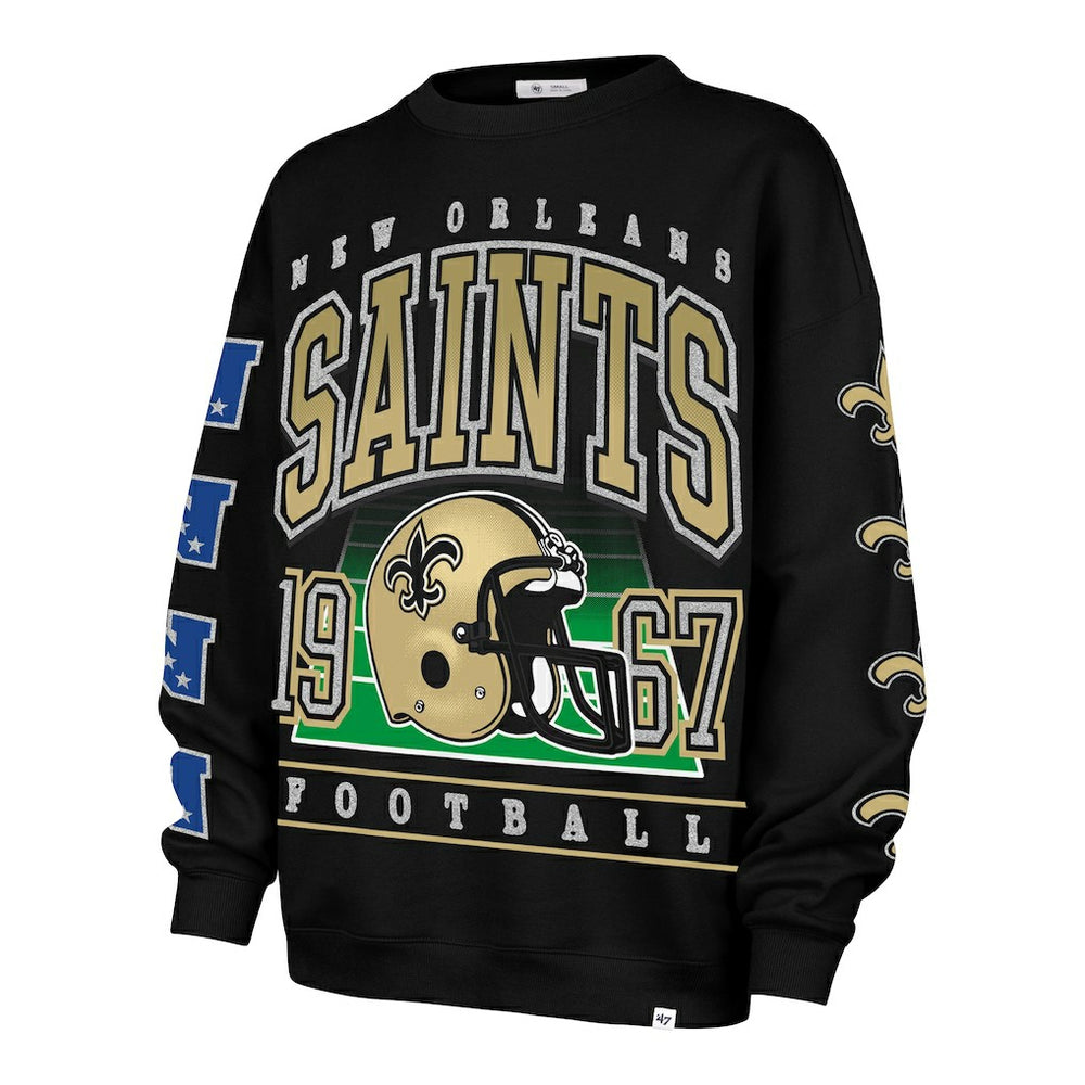 New Orleans Saints '47 Women's Go Big Oversized Pullover Sweatshirt Black | 47 brand