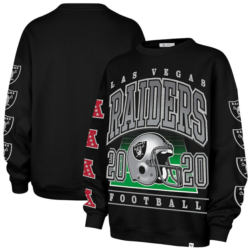 Las Vegas Raiders '47 Women's Go Big Oversized Pullover Sweatshirt Black | 47 brand