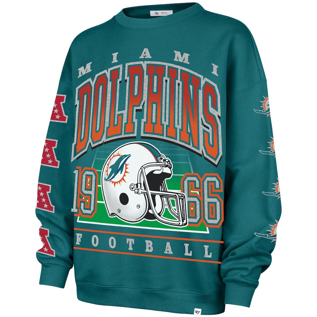 Miami Dolphins '47 Women's Go Big Oversized Pullover Sweatshirt Aqua | 47 brand